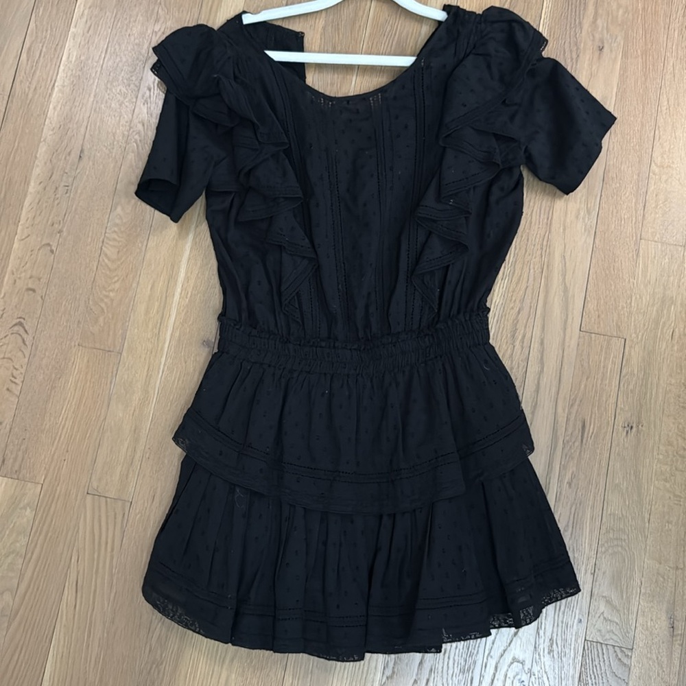 LoveShackFancy Natasha Mini Dress in Black
